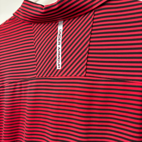 🎉4/30$🎉 Under Armour Red Striped Polo Shirt - Size XL - Picture 7 of 7